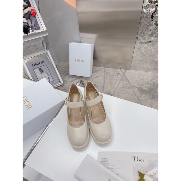 Giày da nữ đế tăng chiều cao mũi bo tròn da cao cấp dior CD