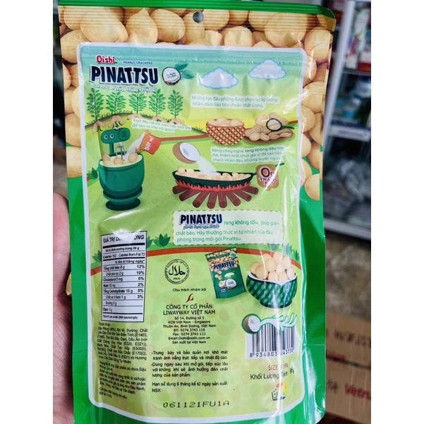 Snack Nhân Đậu Phộng Oishi Pinattsu Vị Mực Cay/Vị Cốt Dừa 95G