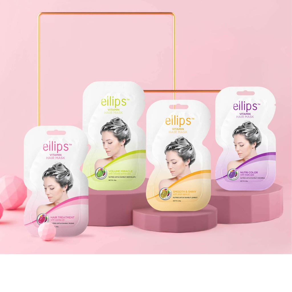 Set Kem Ủ Dưỡng Tóc Bồng Bềnh Ellips Vitamin Hair Mask Volume Miracle 20Gx4