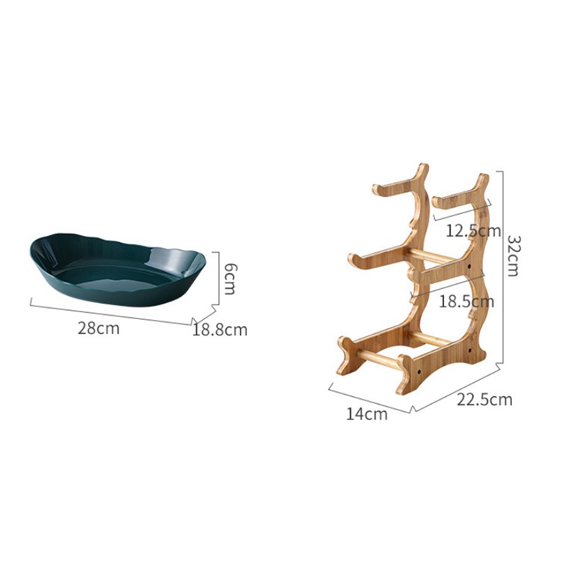 Khay đựng trái cây/ bánh kẹo 3 tầng kèm giá đỡ bằng gỗ tiện dụng cho nhà bếp