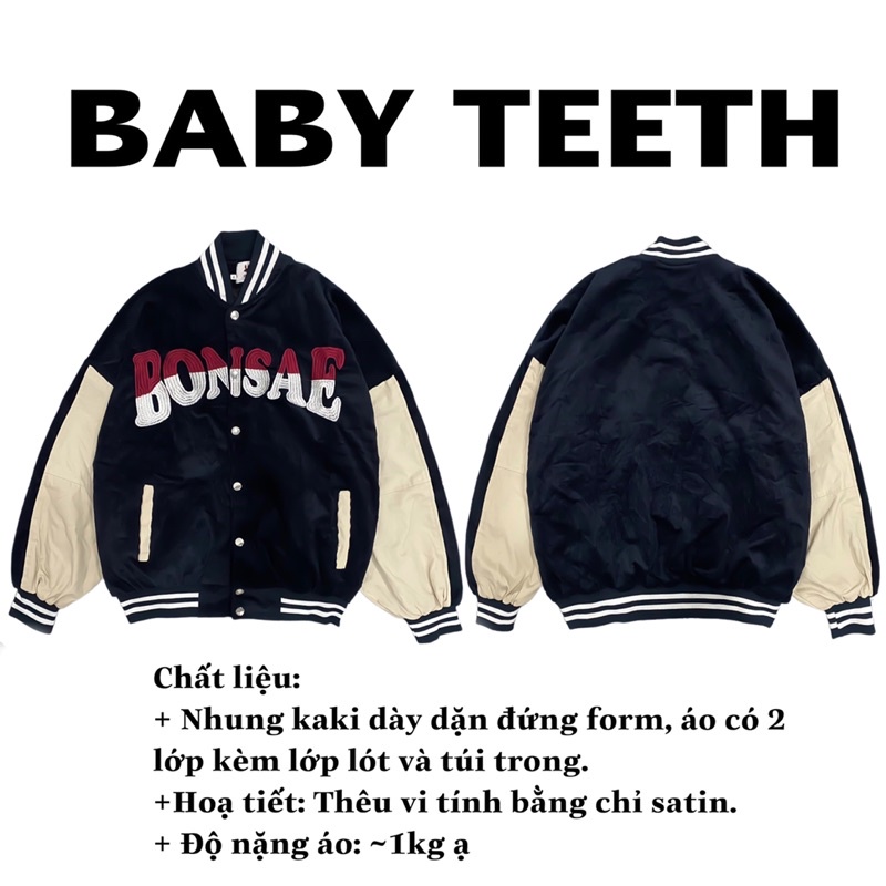 Áo khoác bomber bóng chày thêu chữ BONSAE