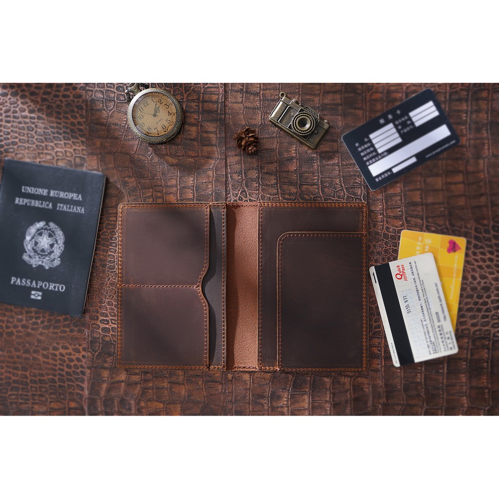 [Da Thật] Ví đựng passport, sổ hộ chiếu da bò handmade - Zachi