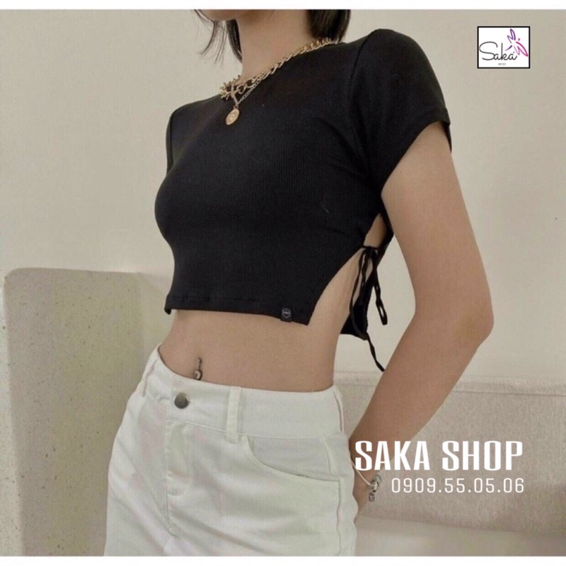 [ship 30 phút] Áo thun croptop nữ buộc dây