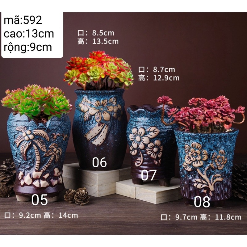 Chậu Gốm Trồng Cây cảnh sen đá xương rồng Mã :592