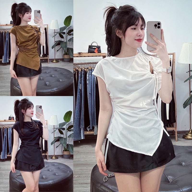 Áo rút vạt chéo, áo nữ kiểu