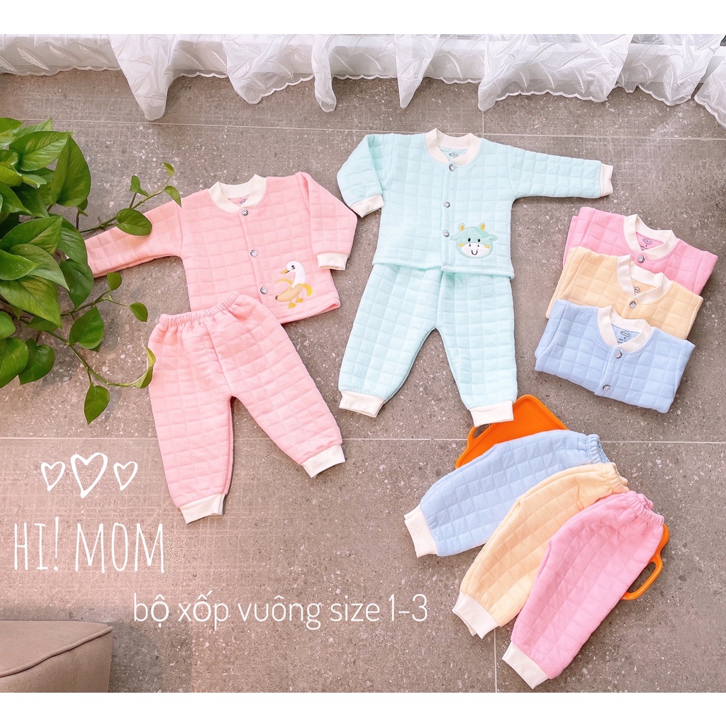 Bộ trần bông cho bé sơ sinh mềm ấm Hi Mom