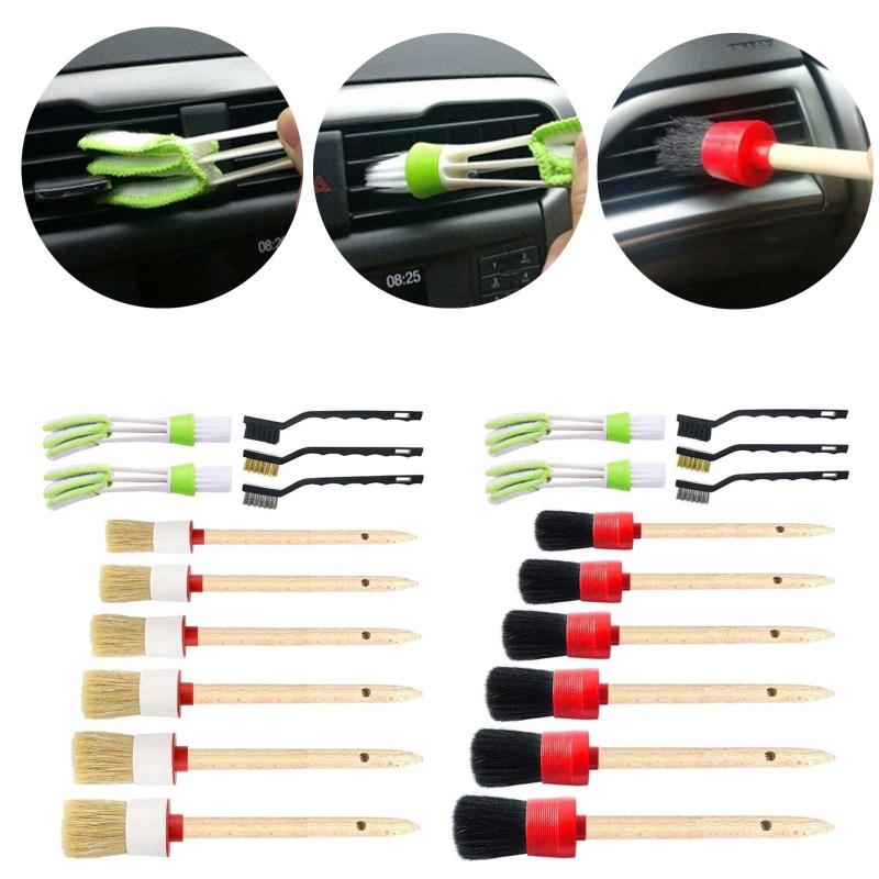 Bộ 11 Bàn Chải Sợi Mềm Vệ Sinh Viền Bánh Xe Máy Đa Năng