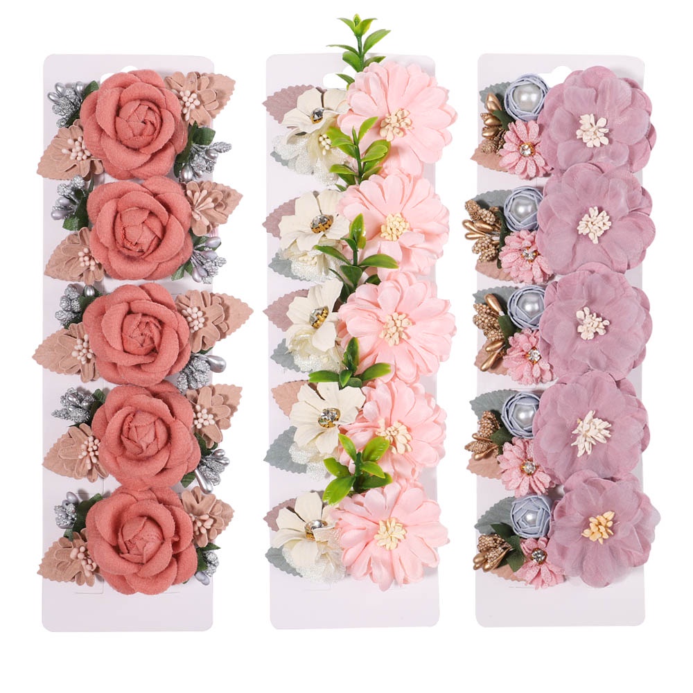 Set 5 kẹp tóc KIDSBOWS hoa vải chiffon đính ngọc trai độc đáo cho bé gái