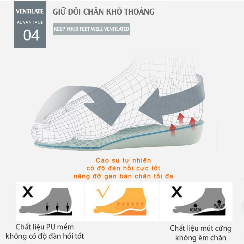 01 cặp Lót giày tăng chiều cao nam nữ chất liệu cao cấp ZATA - ZTX02