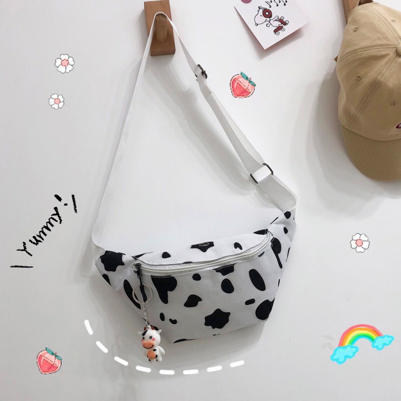 Túi Bao Tử Đeo Chéo Họa Tiết Bò Sữa Chất Da PU Mềm Dễ Thương Phong Cách Hàn Quốc | BigBuy360 - bigbuy360.vn