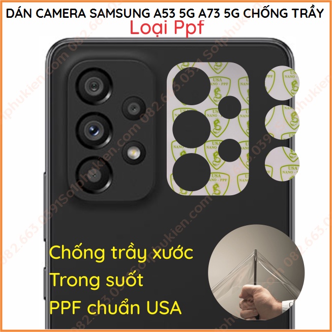 Dán camera Samsung A53 5G/ A73 5G loại nano , ppf, decal nhôm chống xước bảo vệ cam
