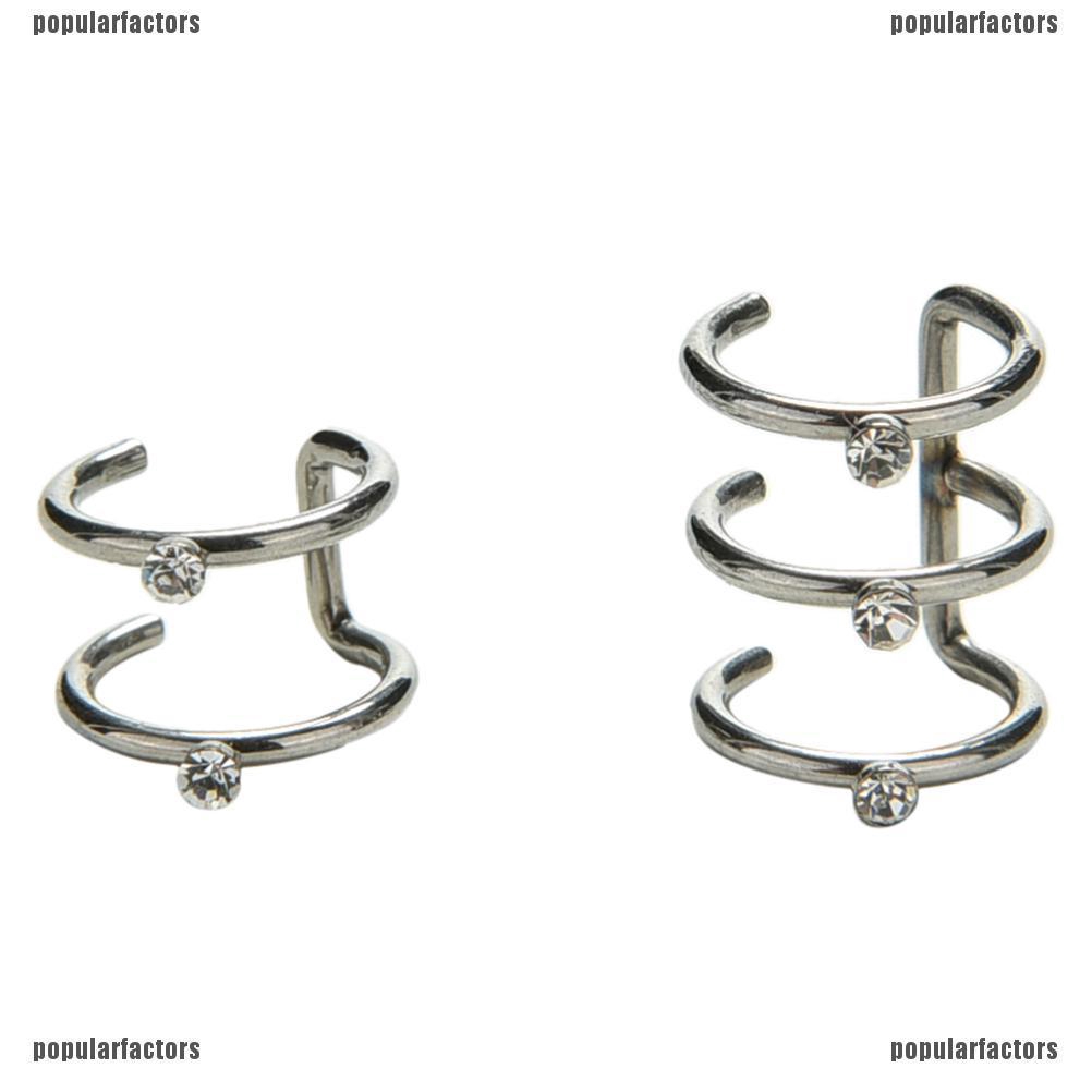 Khuyên Tai Bạc 2 / 3 Lớp Đính Đá Đơn Giản Thời Trang