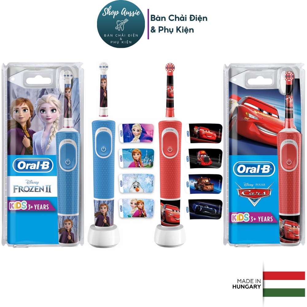 Bàn Chải Điện Cho Bé Từ 3+ Tuổi Oral-B Kids Electric - Nhiều nhân vật hoạt hình Disney, 2 Chế Độ, 4 Tem Dán Tay Cầm