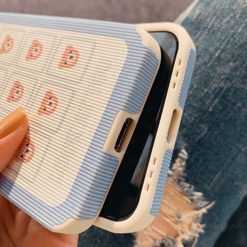 Ốp da sọc nổi Bear cute Đủ dòng đt IPhone Samsung Oppo Vivo Xiaomi  sau 2-3 ngày đi đơn