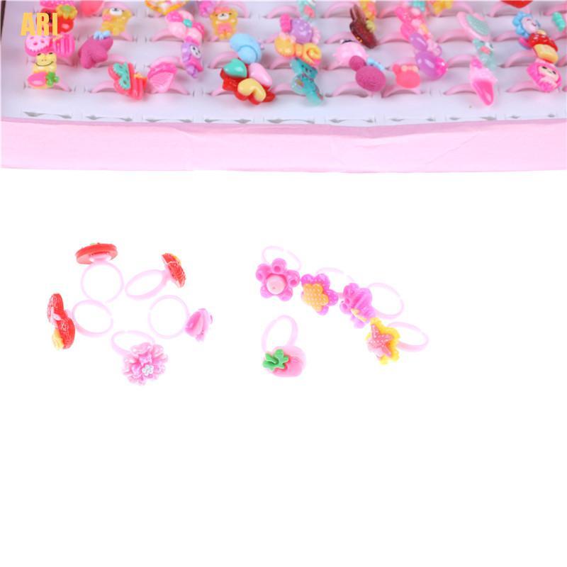 Set 10 nhẫn resin hoạt hình đáng yêu cho trẻ em