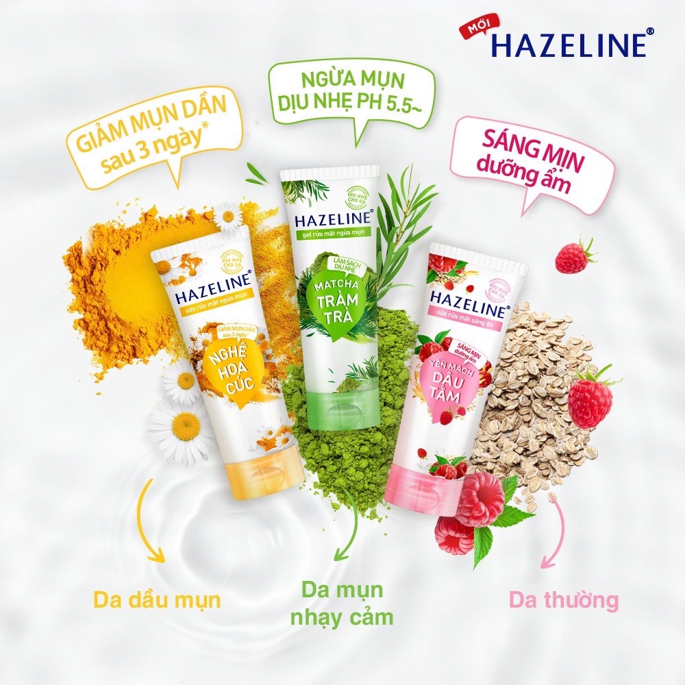 Sữa Rửa Mặt Hazeline 100g Đủ Loại - Cho làn Da Sáng Mịn