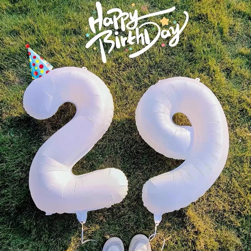 Bóng số trắng,đen, size lớn 70cm, hot trend 2022,-bóng HPBD trắng 🎉FREESHIP🎉