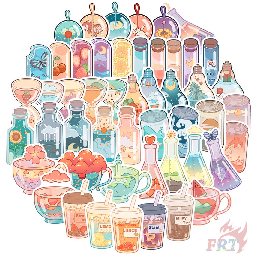 100Pcs/Set ❉ Drink Bottle Art Museum Series A Stickers ❉ Fashion DIY Mixed Decals Doodle Stickers