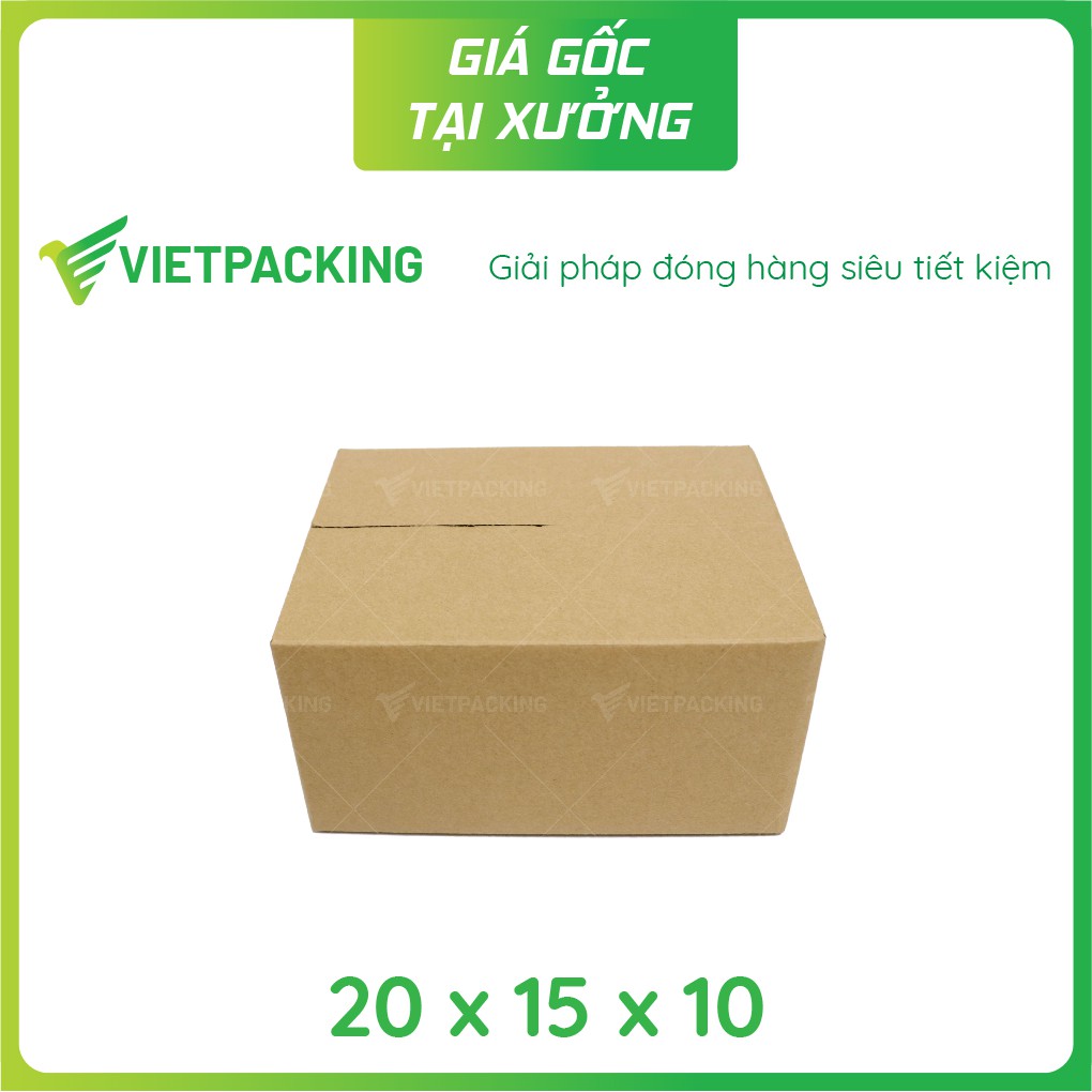 [Sản phẩm bán chạy] 50 hộp carton size 20x15x10 giấy cứng, 2 mặt nâu, hộp đẹp vuông vức