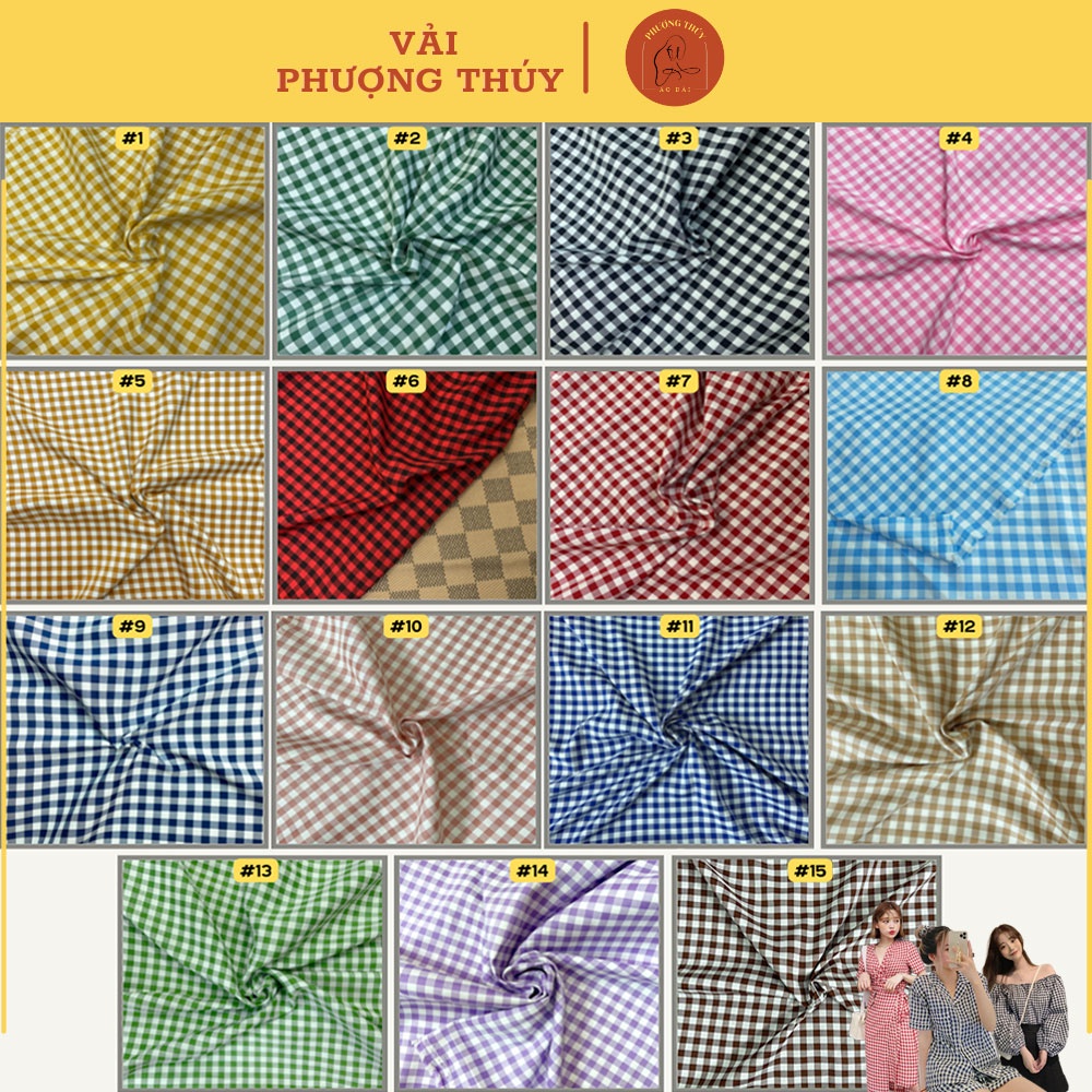 Vải caro chính phẩm chất liệu kate fos 8 li dày dặn giãn nhẹ dùng may đầm váy, đồ công sở, may áo sơ mi khổ 1m5