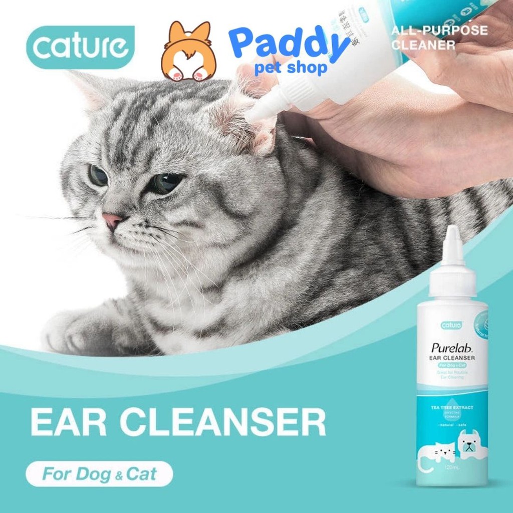 Dung Dịch Vệ Sinh Tai &amp; Mắt Cho Chó Mèo Cature Purelab (120ml)
