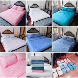 Bộ chăn ga gối kẻ sọc cotton 3F cho khách sạn, resort