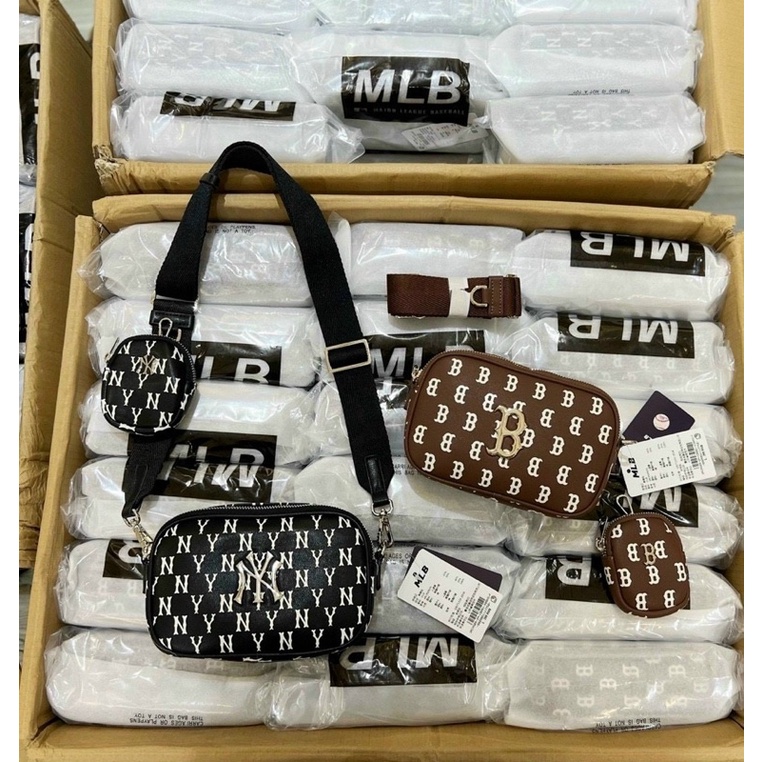 Set túi ví M L B chất da size 19cm