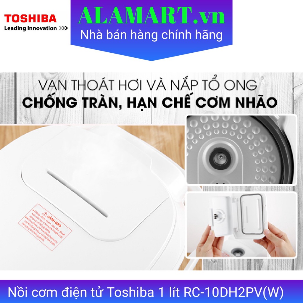 nồi cơm điện toshiba rc-10dh2pv(w) dung tích 1L