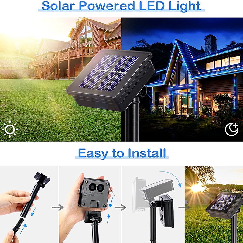 Dây Đèn LED Năng Lượng Mặt Trời 7/12m Trang Trí Không Thấm Nước