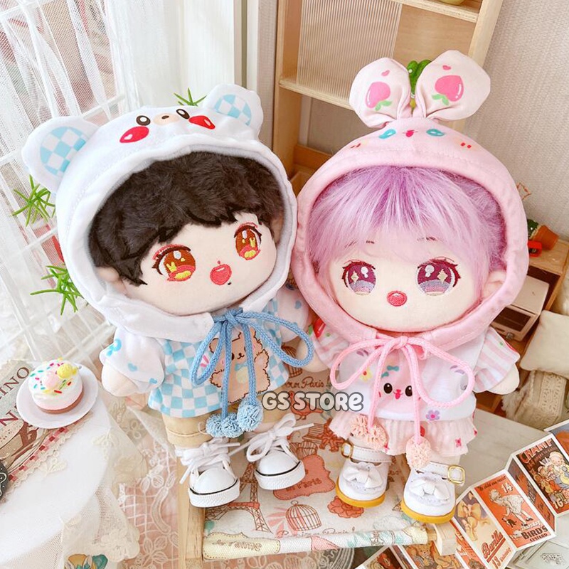 Bộ Trang Phục Quần Áo Hoodie In Hình Thỏ/Gấu Trúc/Mèo Hoạt Hình Dễ Thương 20cm Làm Quà Tặng Cho Búp Bê Xiao Zhan Yibo Ikun
