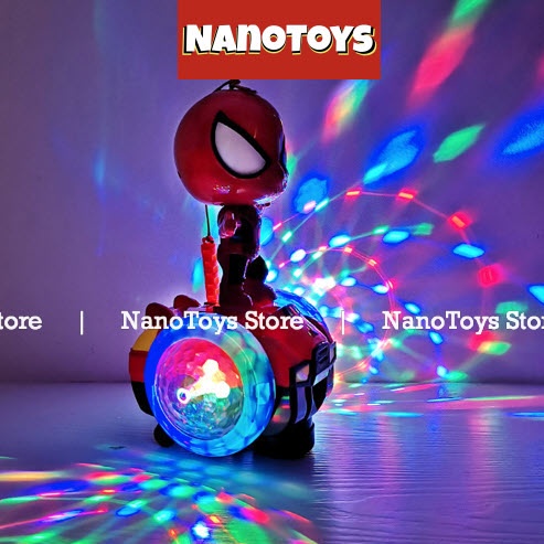 Đồ chơi người nhện, công chúa, robot lái xe thăng bằng, xoay 360 độ, nhạc, đèn - tặng kèm pin - NANOTOYS STORE