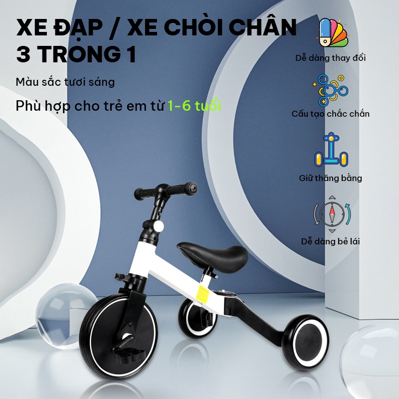 Đồ Chơi Xe đạp ba bánh hai trong một cho bé từ 1 - 6 tuổi