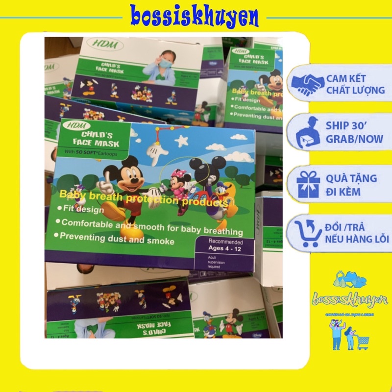 [50 chiếc]Khẩu Trang Cho Bé, Kháng Khuẩn, Khẩu Trang Y Tế Cho Bé Trai Bé Gái HDM