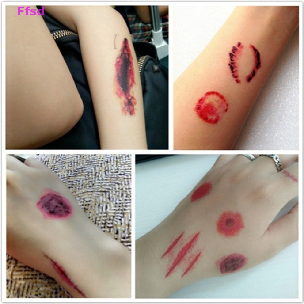 {Ffsd} Hình Xăm Dán Vết Thương Máu Tạm Thời Chống Thấm Nước Phong Cách Halloween Bán Chạy