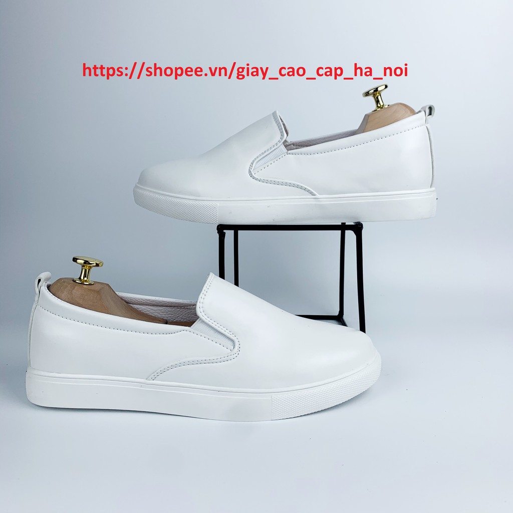 Giày lười nam trắng cao cấp 💥𝙁𝙍𝙀𝙀𝙎𝙃𝙄𝙋💥 Giày lười nam độn đế chống thấm