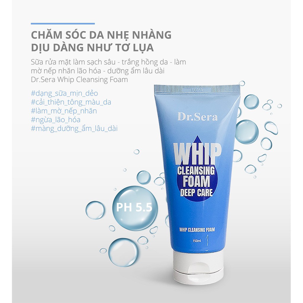 Sữa rửa mặt kiềm dầu dịu nhẹ phục dưỡng ẩm da DR.SERA WHIP CLEANSING FOAM 150ml