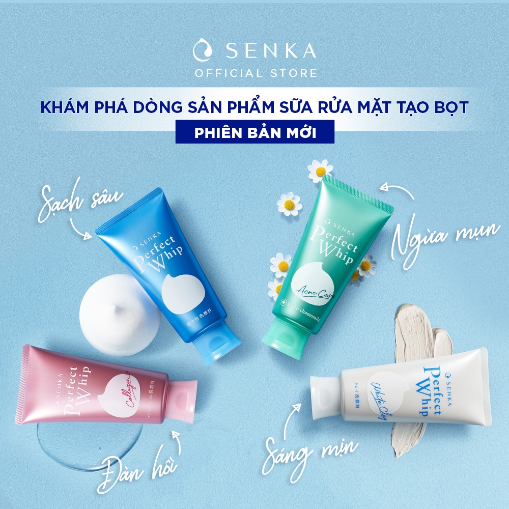 Sữa rửa mặt tạo bọt chiết xuất tơ tằm trắng Senka Perfect Whip 120g