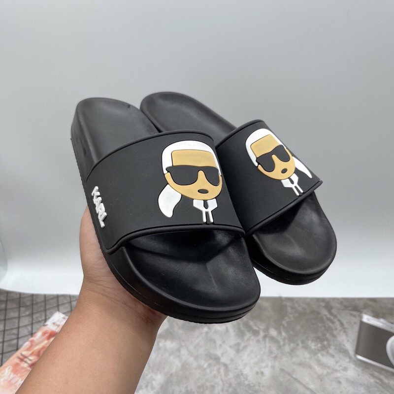 Dép quai ngang nam,nữ kiểu KARL đế nhẹ chống trơn trượt cao 3cm.Đức Nội Shop