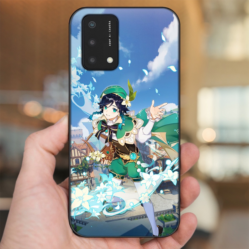 Ốp lưng Oppo A74, A93 5G, A95 viền đen in hình Venti Genshin Impact