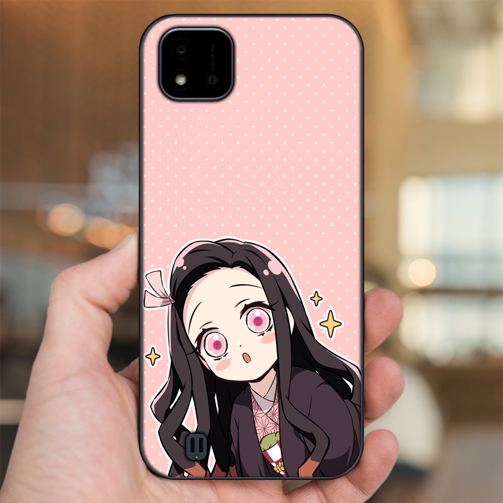 Ốp lưng Realme C11 2021, C20 viền đen in hình Nezuko Kimetsu no Yaiba