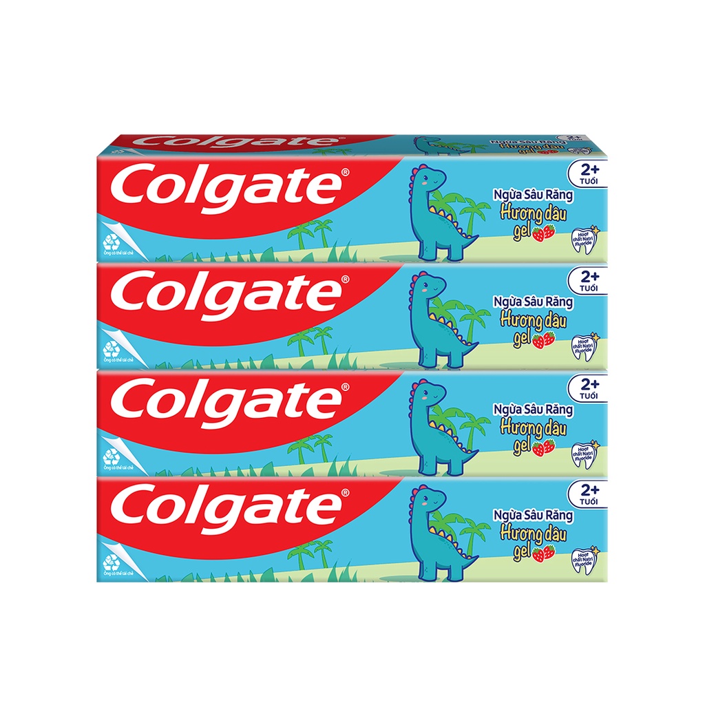 Bộ 4 kem đánh răng Colgate trẻ em Khủng Long và Kỳ Lân hương dâu 40g/tuýp