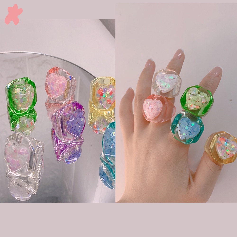 ☆☆☆1 Nhẫn Hình Học Trong Suốt Đính Kim Sa Thời Trang Cho Nữ