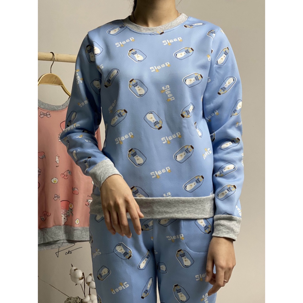 Bộ đồ ngủ nỉ cực ấm, chất liệu nỉ cực đẹp siêu đáng yêu dành cho các bạn teen (ảnh shop chụp) | BigBuy360 - bigbuy360.vn