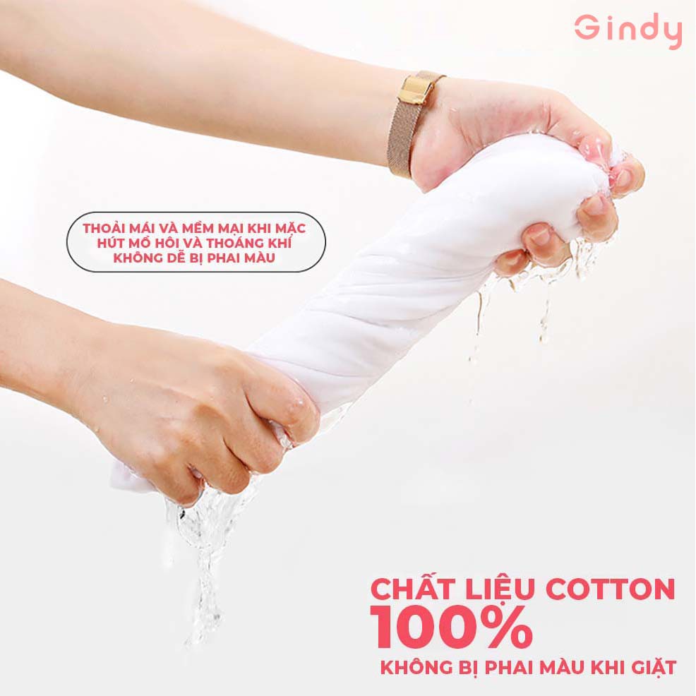 Áo phông nữ cổ tròn Gindy thun chất cotton thoáng mát tay lỡ form rộng unisex đẹp Hàn Quốc A013