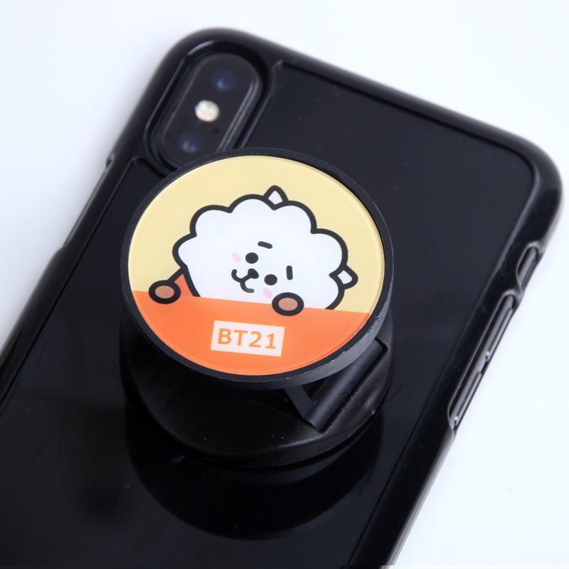 New Style Kpop BT21 BTS Cartoon Cute Animals Mobile Phone Air Bag Bracket Retractable Folding Phone Holder Dây điện thoại di động