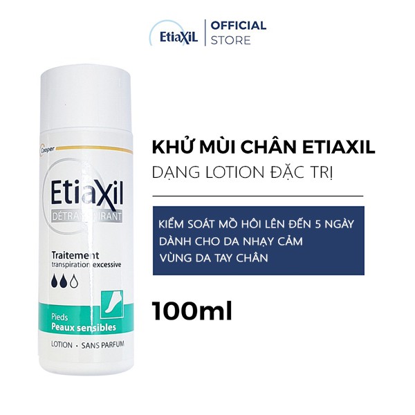 Lotion Etiaxil khử mùi và ngăn mồ hôi chân dành cho da nhạy cảm 100ml [date: T03.2023]