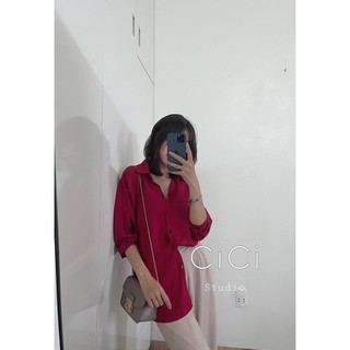 Áo sơmi lụa đỏ CICISTUDIO