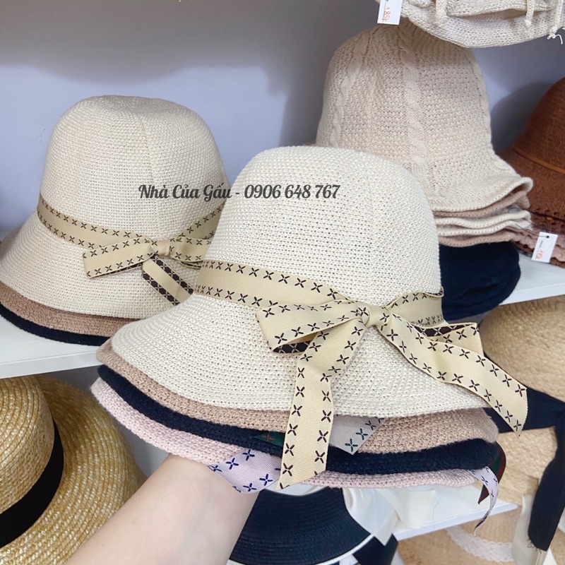 Nón nữ viền nơ thắt siêu xinh