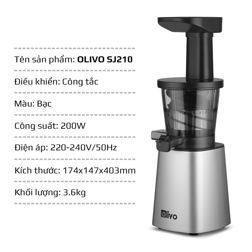 Máy ép chậm OLIVO SJ210 cao cấp [BẢO HÀNH CHÍNH HÃNG 24 THÁNG]