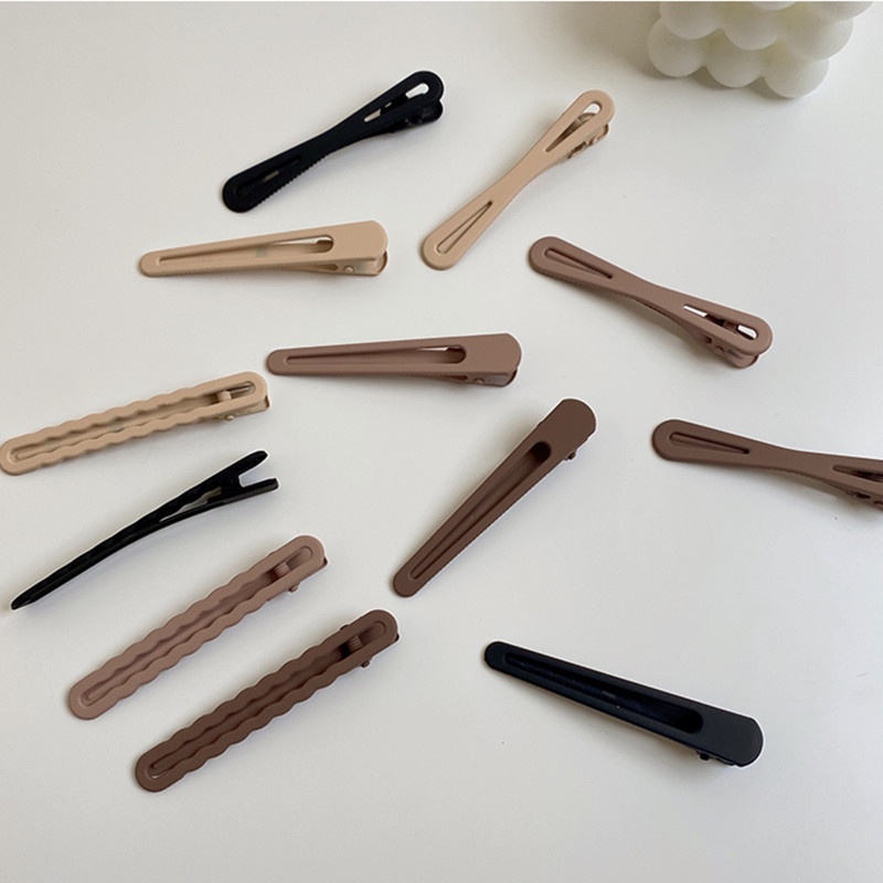 Set 4 Kẹp Tóc Mỏ Vịt Bằng Kim Loại Màu Morandi Đơn Giản Hỗ Trợ Tạo Kiểu Tóc DIY Cho Nữ